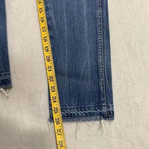SOLD AMO Babe Jeans Size 27 High‎ Rise Slim Straight Raw Hem Cropped Blue Gem - Picture 11 of 14